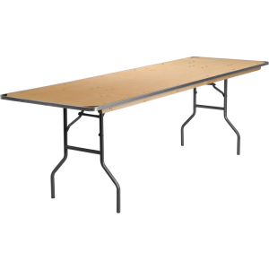 Wholesale 30'' x 96'' Rectangular HEAVY DUTY Birchwood Folding Banquet Table with METAL Edges and Protective Corner Guards