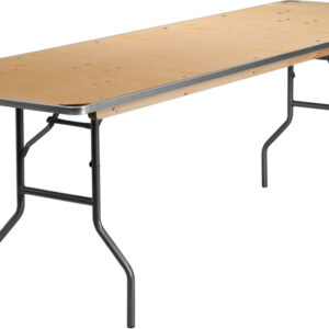 Wholesale 30'' x 96'' Rectangular HEAVY DUTY Birchwood Folding Banquet Table with METAL Edges and Protective Corner Guards