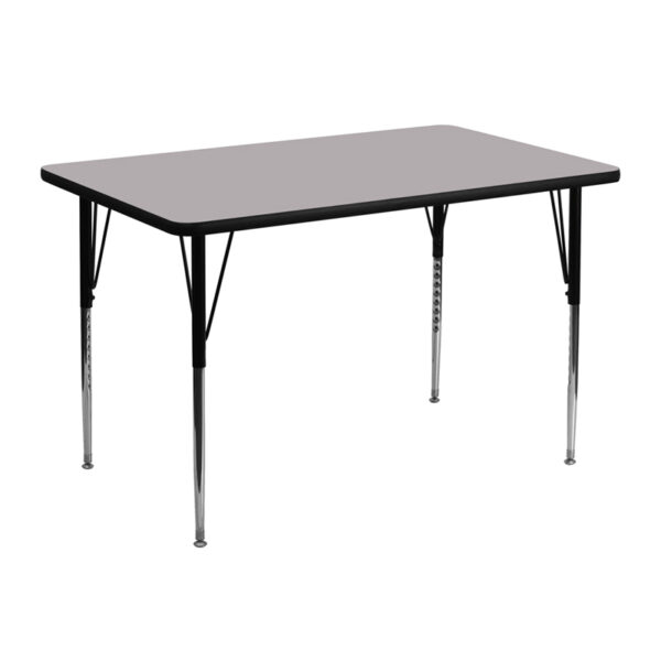 Wholesale 30''W x 48''L Rectangular Grey Thermal Laminate Activity Table - Standard Height Adjustable Legs