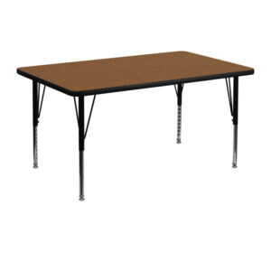 Wholesale 30''W x 48''L Rectangular Oak HP Laminate Activity Table - Height Adjustable Short Legs
