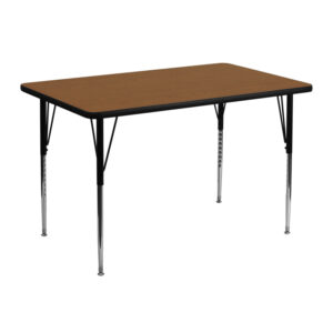 Wholesale 30''W x 48''L Rectangular Oak HP Laminate Activity Table - Standard Height Adjustable Legs