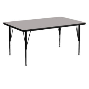 Wholesale 30''W x 60''L Rectangular Grey HP Laminate Activity Table - Height Adjustable Short Legs