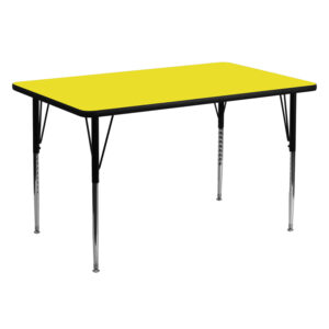 Wholesale 30''W x 60''L Rectangular Yellow HP Laminate Activity Table - Standard Height Adjustable Legs