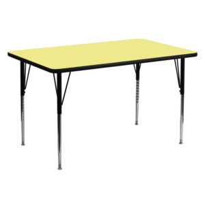 Wholesale 30''W x 60''L Rectangular Yellow Thermal Laminate Activity Table - Standard Height Adjustable Legs