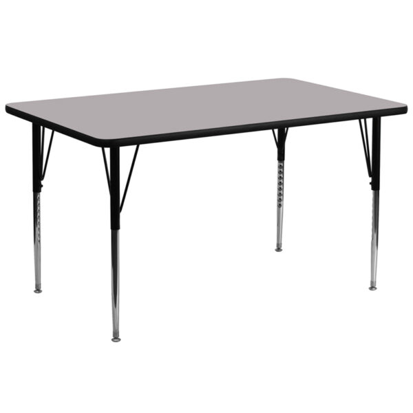 Wholesale 30''W x 72''L Rectangular Grey Thermal Laminate Activity Table - Standard Height Adjustable Legs