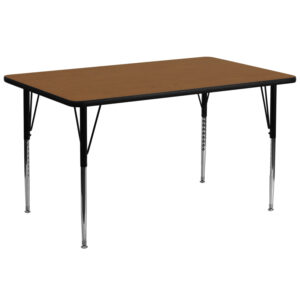 Wholesale 30''W x 72''L Rectangular Oak HP Laminate Activity Table - Standard Height Adjustable Legs