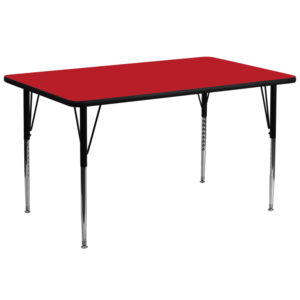 Wholesale 30''W x 72''L Rectangular Red HP Laminate Activity Table - Standard Height Adjustable Legs