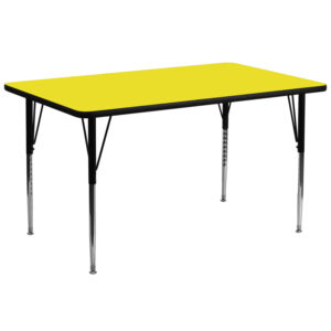 Wholesale 30''W x 72''L Rectangular Yellow HP Laminate Activity Table - Standard Height Adjustable Legs