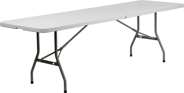 Wholesale 30"W x 96"L Bi-Fold Granite White Plastic Banquet and Event Folding Table with Carrying Handle