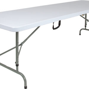 Wholesale 30"W x 96"L Height Adjustable Bi-Fold Granite White Plastic Banquet and Event Folding Table with Carrying Handle