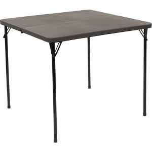 Wholesale 34'' Square Bi-Fold Dark Gray Plastic Folding Table with Carrying Handle