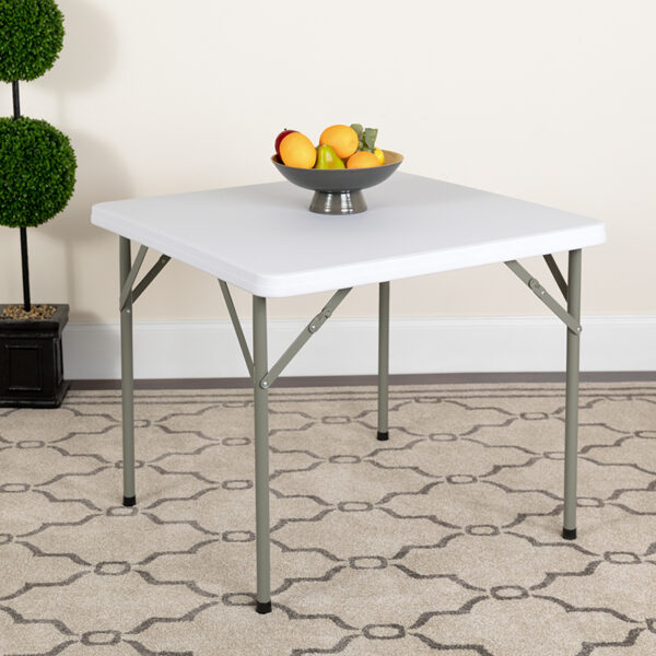 Lowest Price 34'' Square Granite White Plastic Folding Table