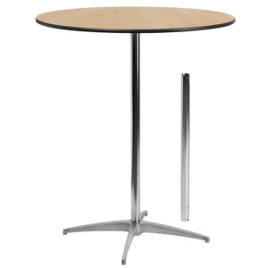 Wholesale 36'' Round Wood Cocktail Table with 30'' and 42'' Columns