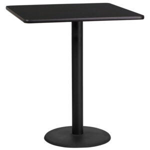Wholesale 36'' Square Black Laminate Table Top with 24'' Round Bar Height Table Base