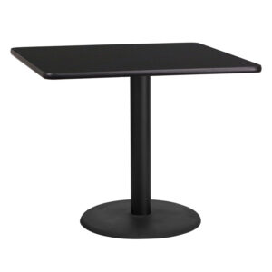 Wholesale 36'' Square Black Laminate Table Top with 24'' Round Table Height Base