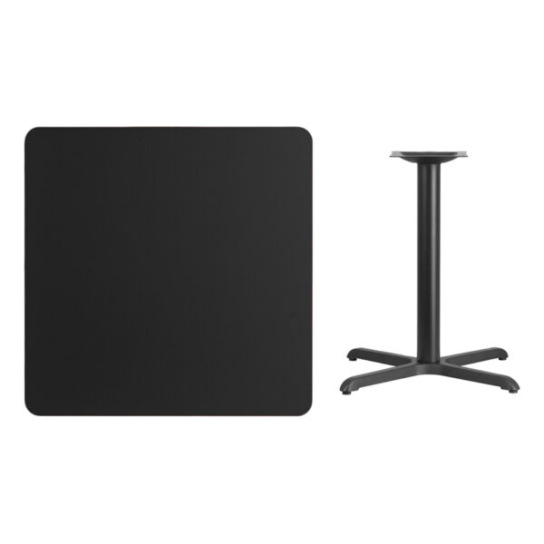 Lowest Price 36'' Square Black Laminate Table Top with 30'' x 30'' Table Height Base