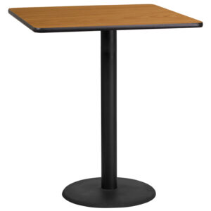 Wholesale 36'' Square Natural Laminate Table Top with 24'' Round Bar Height Table Base