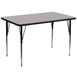Wholesale 36''W x 72''L Rectangular Grey Thermal Laminate Activity Table - Standard Height Adjustable Legs