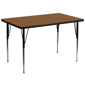 Wholesale 36''W x 72''L Rectangular Oak HP Laminate Activity Table - Standard Height Adjustable Legs