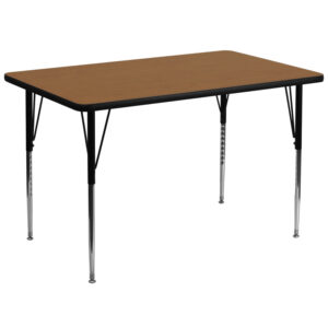 Wholesale 36''W x 72''L Rectangular Oak Thermal Laminate Activity Table - Standard Height Adjustable Legs