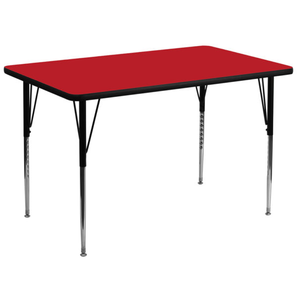 Wholesale 36''W x 72''L Rectangular Red HP Laminate Activity Table - Standard Height Adjustable Legs
