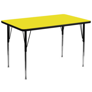 Wholesale 36''W x 72''L Rectangular Yellow HP Laminate Activity Table - Standard Height Adjustable Legs
