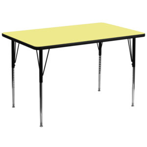 Wholesale 36''W x 72''L Rectangular Yellow Thermal Laminate Activity Table - Standard Height Adjustable Legs