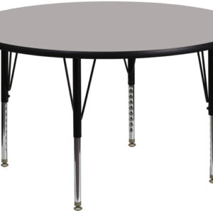 Wholesale 42'' Round Grey HP Laminate Activity Table - Height Adjustable Short Legs