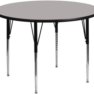 Wholesale 42'' Round Grey HP Laminate Activity Table - Standard Height Adjustable Legs