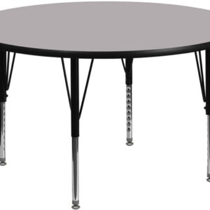 Wholesale 42'' Round Grey Thermal Laminate Activity Table - Height Adjustable Short Legs