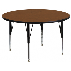 Wholesale 42'' Round Oak HP Laminate Activity Table - Height Adjustable Short Legs