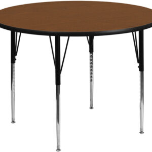 Wholesale 42'' Round Oak HP Laminate Activity Table - Standard Height Adjustable Legs