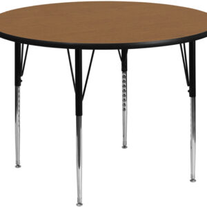 Wholesale 42'' Round Oak Thermal Laminate Activity Table - Standard Height Adjustable Legs
