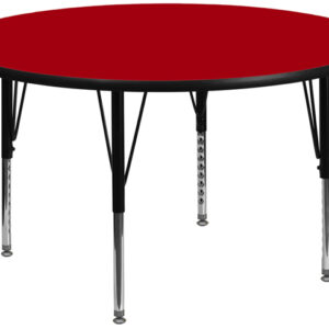 Wholesale 42'' Round Red Thermal Laminate Activity Table - Height Adjustable Short Legs