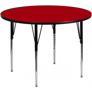 Wholesale 42'' Round Red Thermal Laminate Activity Table - Standard Height Adjustable Legs