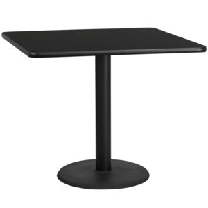 Wholesale 42'' Square Black Laminate Table Top with 24'' Round Table Height Base