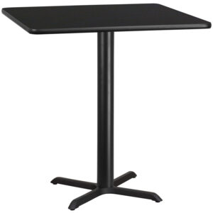 Wholesale 42'' Square Black Laminate Table Top with 33'' x 33'' Bar Height Table Base