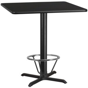 Wholesale 42'' Square Black Laminate Table Top with 33'' x 33'' Bar Height Table Base and Foot Ring