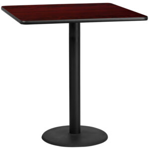 Wholesale 42'' Square Mahogany Laminate Table Top with 24'' Round Bar Height Table Base