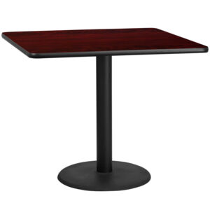 Wholesale 42'' Square Mahogany Laminate Table Top with 24'' Round Table Height Base