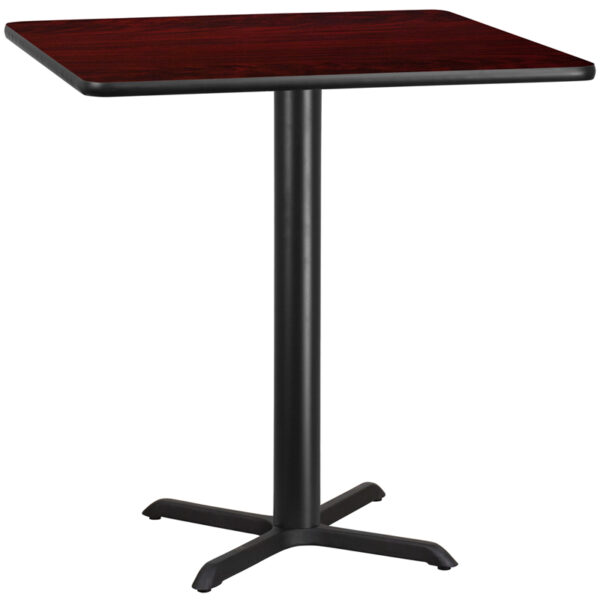 Wholesale 42'' Square Mahogany Laminate Table Top with 33'' x 33'' Bar Height Table Base