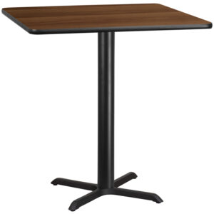 Wholesale 42'' Square Walnut Laminate Table Top with 33'' x 33'' Bar Height Table Base