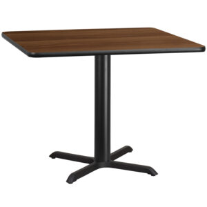 Wholesale 42'' Square Walnut Laminate Table Top with 33'' x 33'' Table Height Base
