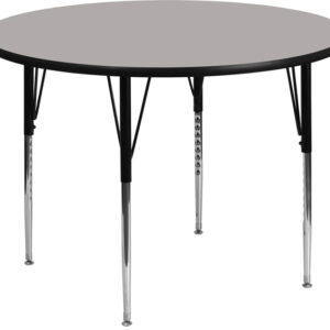 Wholesale 48'' Round Grey HP Laminate Activity Table - Standard Height Adjustable Legs
