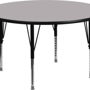 Wholesale 48'' Round Grey Thermal Laminate Activity Table - Height Adjustable Short Legs