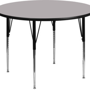Wholesale 48'' Round Grey Thermal Laminate Activity Table - Standard Height Adjustable Legs
