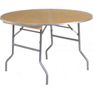 Wholesale 48'' Round HEAVY DUTY Birchwood Folding Banquet Table with METAL Edges