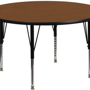 Wholesale 48'' Round Oak HP Laminate Activity Table - Height Adjustable Short Legs