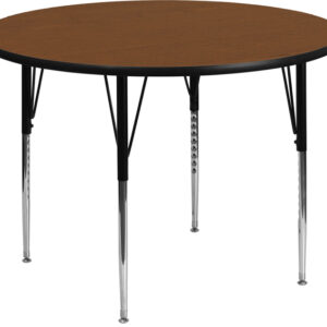 Wholesale 48'' Round Oak HP Laminate Activity Table - Standard Height Adjustable Legs