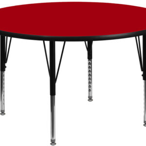 Wholesale 48'' Round Red Thermal Laminate Activity Table - Height Adjustable Short Legs
